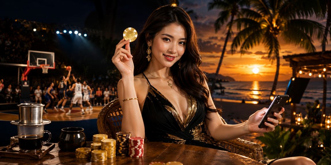Người dùng tại Phú Quốc ngồi quán cà phê theo dõi kèo bóng rổ trực tuyến